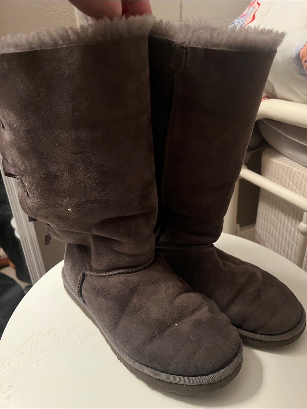 Ugg Tall Bow Boots in Dark Grey